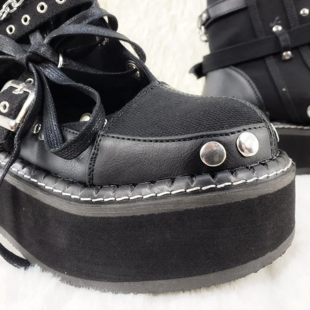 Emily Cut Out Platform Sandal Boots Goth Punk Ankle Boots - Picture 15 of 15